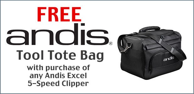 Free Andis Tool Tote Bag with purchase of Andis Excel 5-speed clipper. - $68.59 value 